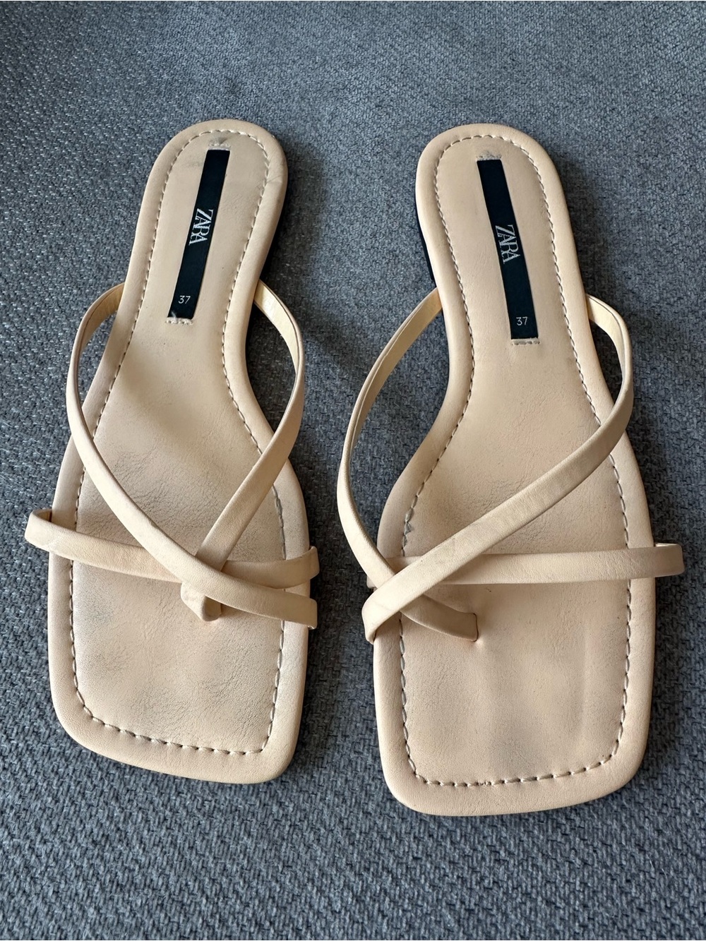 Zara Neutral Crisscross Square-Toe Sandals